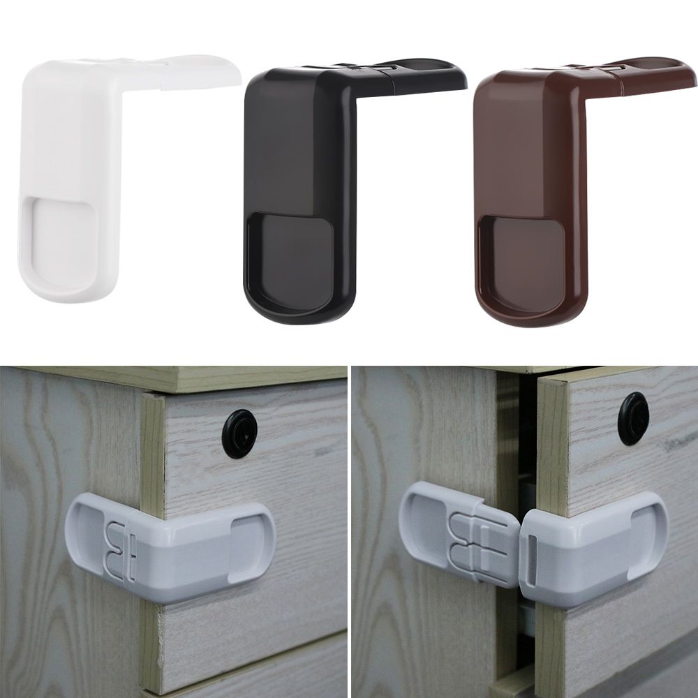 Multi-function Double Snap Wardrobe Door Baby Safety Lock Right Angle Children Protector