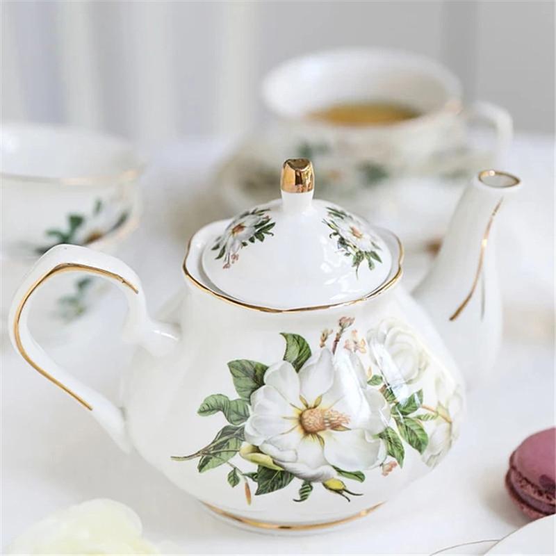Благородный керамический чайник 500 мл, чашка 120 мл, розовый кофейник Camellia, домашний высококачественный фарфоровый чайник, кувшин для вечеринок, кафе, чайная утварь, чайник