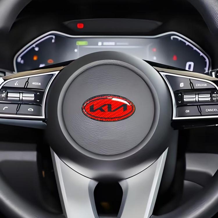QZGF3 1pcs 3D newest KIA KN carbon fibre steer wheel emblem Sticker Car Steering Wheel Car Interior Emblem Car styling Accessories
