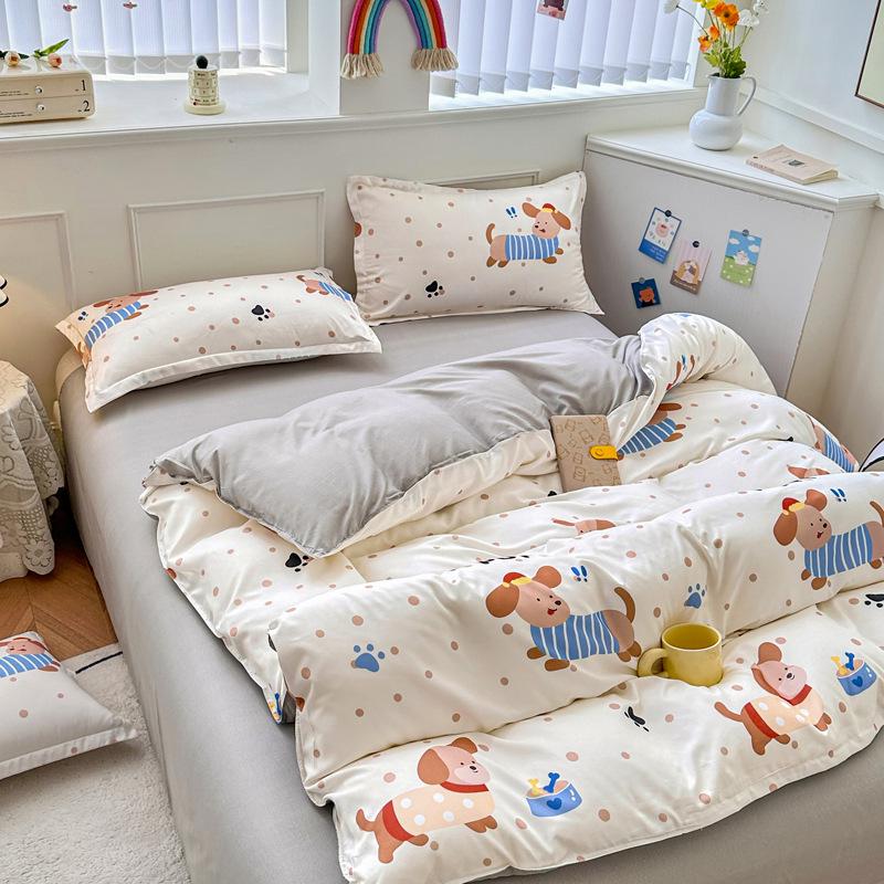 Стильный однотонный постельный комплект - 3 или 4 предмета, идеально подходит для общежитий (1,5 м/1,2 м)