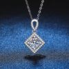 Womens Geometric Square Pendant Necklace D Color Moissanite Platinum Plated 950 1 Carat With Certificate