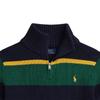 Polo Ralph Lauren Knitted Sweater FW24 Logo Embroidered Striped Mock Neck Long Sleeve Kids Sweater Blue CWPOSWEY6820543-999