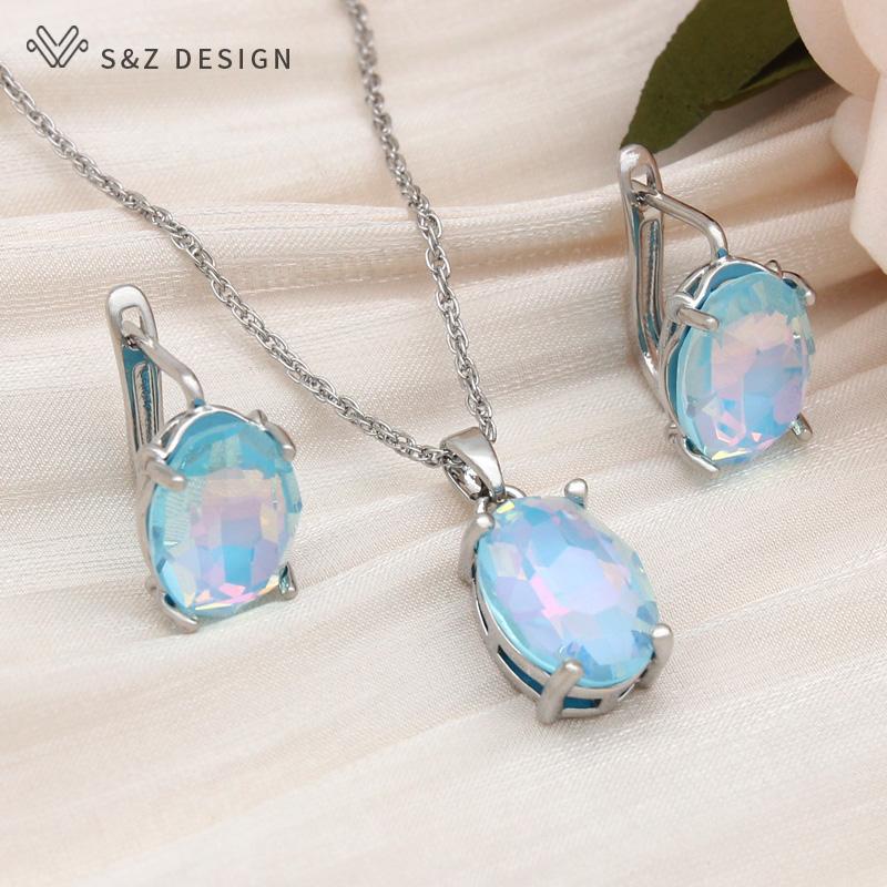 Модные овальные серьги в форме яйца с кристаллами, комплекты ювелирных изделий для женщин, ожерелье с подвеской для свадебной вечеринки, подарок