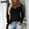 Women's Fashion Casual Summer Hollow Iron Drill Solid Color Print Long Sleeve O-Neck Loose Blouses & Shirts