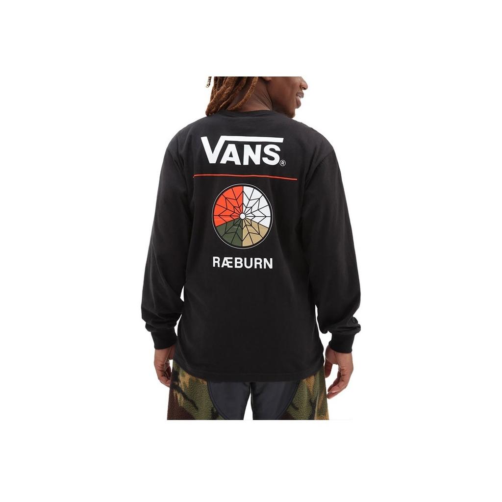 Vans Пуловер с круглым вырезом и логотипом X Raeburn, футболка с длинными рукавами, топы унисекс, черный VN0A7SOZBLK