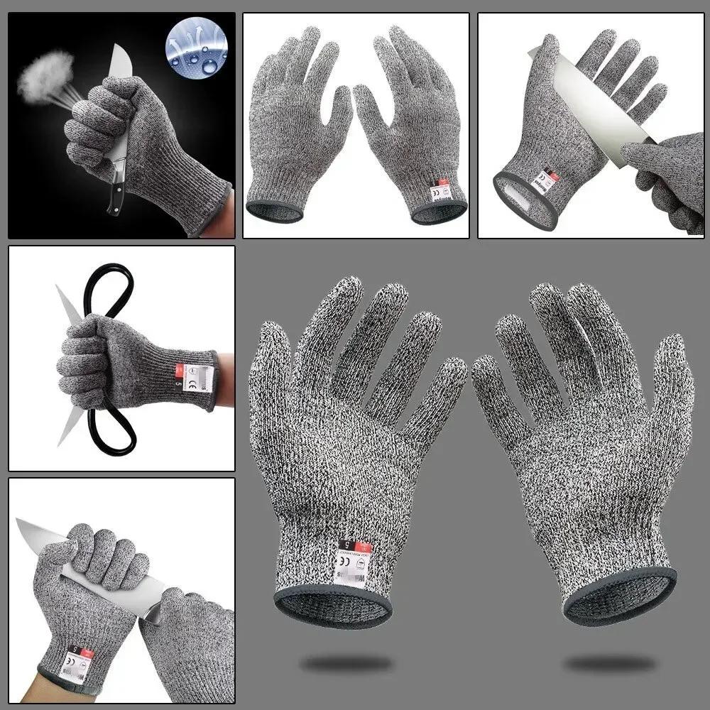 New Grade 5 Cut Resistant Gloves Kitchen HPPE Scratch Resistant Glass Cutting Safety Protection for Gardeners
