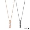 THE KISS Disney Hidden Mickey Diamond Silver Pair Necklace DI-SN514DM-515DM - Pink & Black Twisted Bar Top for Couples, Gift Box