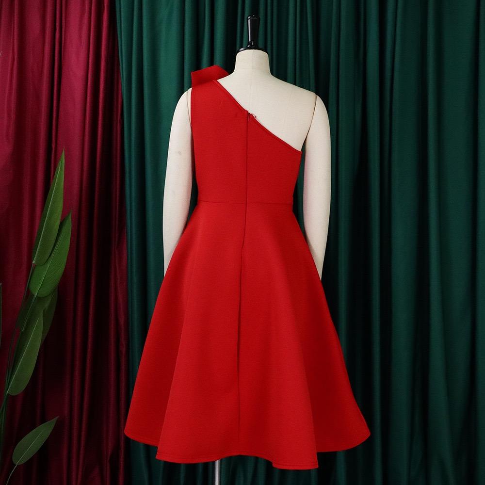 One Shoulder Sleeveless Party Dresses Women Plus Size Xxxl High Waisted A Line Mid Calf Elegant Dress Vestidos Mujer