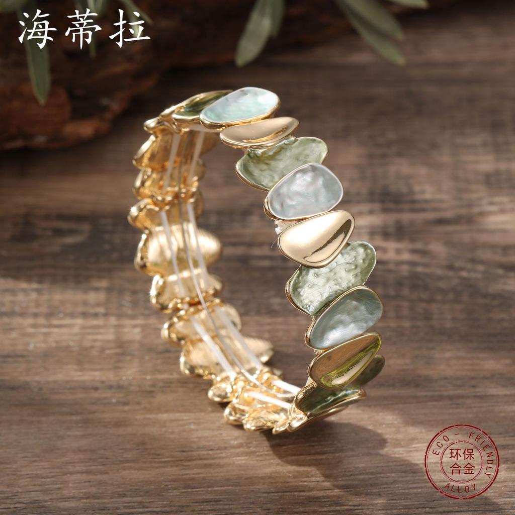 Новый эмалевый геометрический браслет-резинка с лепестками, женский модный высококлассный браслет-резинка с цветком