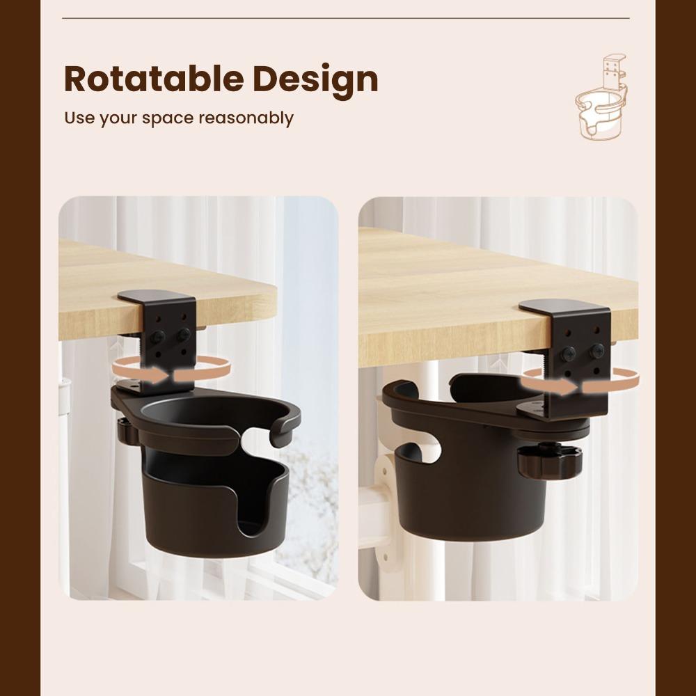 Black Clip On Cup Holder Rotatable Mug Holder Durable Desk Cup Holder Home School Office Dorm