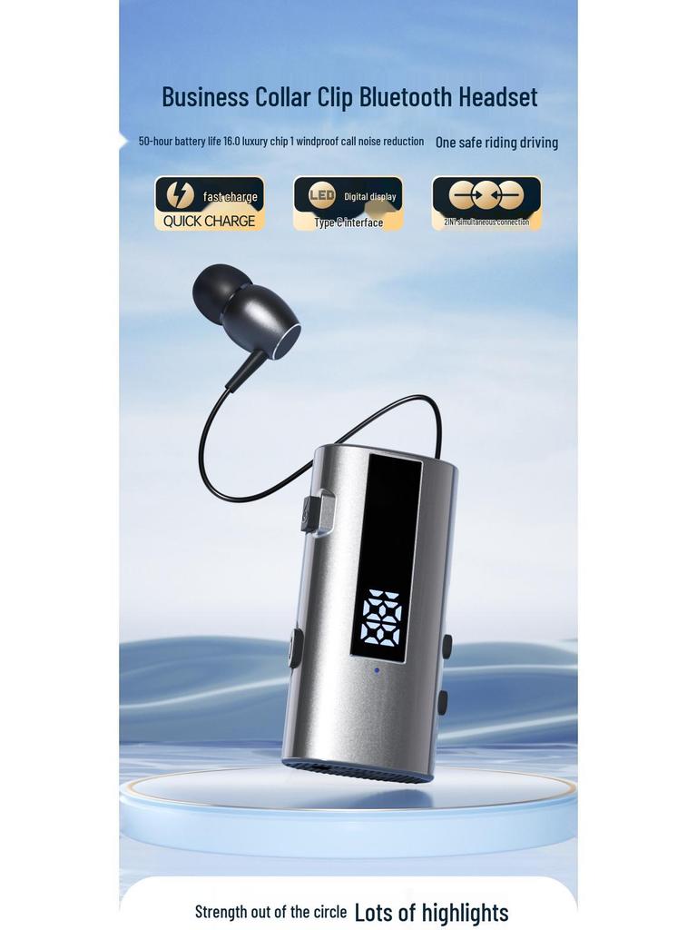 K92 Bluetooth Headset: Extra Long Battery, Clip-On, Caller ID, Vibration Alert, Noise Reduction, Ideal for Ride-Hailing and Delivery Riders