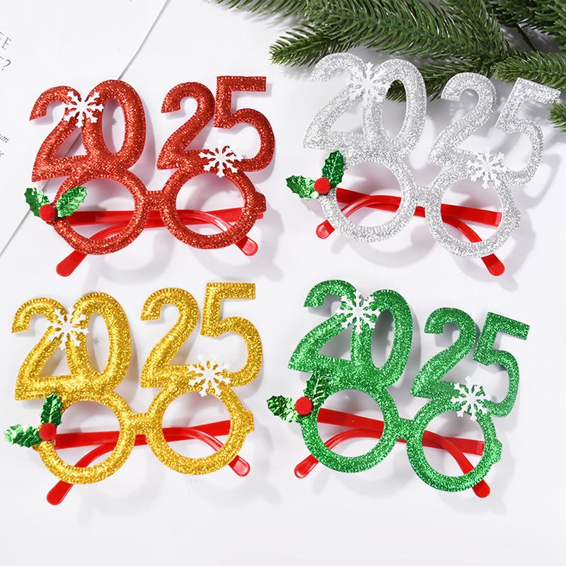 4pcs Christmas Glasses 2025 New Year Party Photo Props Xmas Decorations Kids Adult Eyeglasses Photobooth Gifts Home Supplies