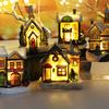 Eco-friendly Christmas Ornaments Adorable Resin Glowing Xmas Miniature House Decor for Home