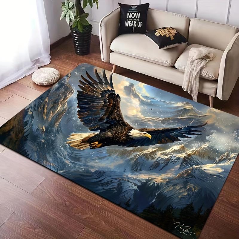 Majestic Eagle Wings Decorative Area Rug, Bold Artistic Floor Mat for Living Room, Bedroom, Kitchen and Entryway