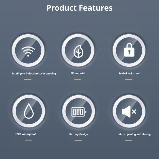 Интеллектуальная бесконтактная мусорная корзина с крышкой, большая емкость 13 л, быстрое реагирование, полностью закрытый автоматический сенсорный мусорный бак