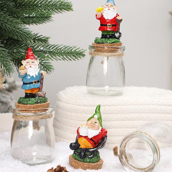 Рождественская банка для конфет, прозрачная стеклянная банка с крышкой, смоляная статуэтка гнома Санты, мини-баночка для закусок на кухонный стол, многоярусный поднос, украшение для вечеринки