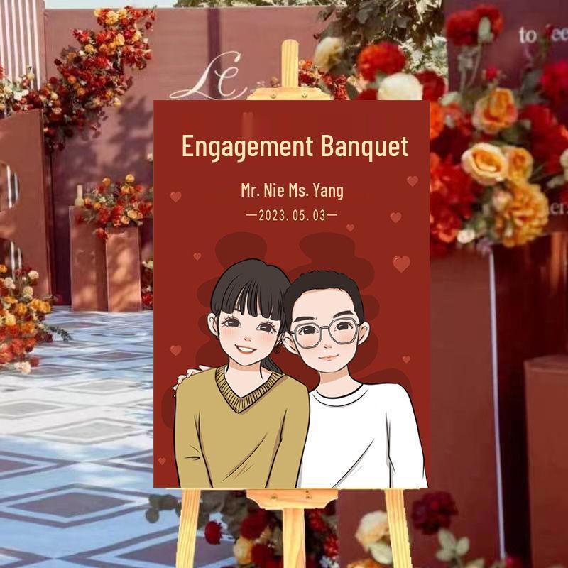 Индивидуальная свадебная церемония Приветственный знак: Направленный декор для помолвки с водным фоном