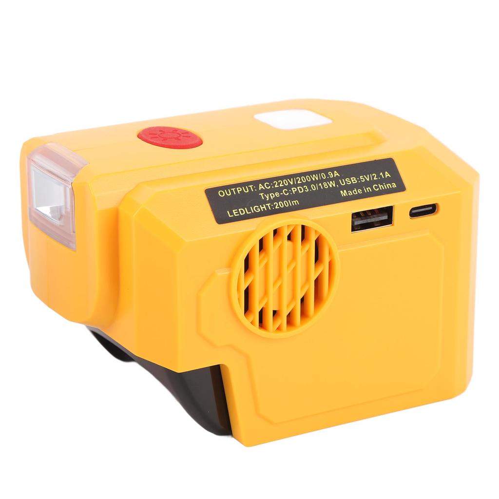 Портативный инвертор 200 Вт Инвертор для аккумулятора 18 В со светодиодной лампой 200 лм для DCB206 205 DCB204