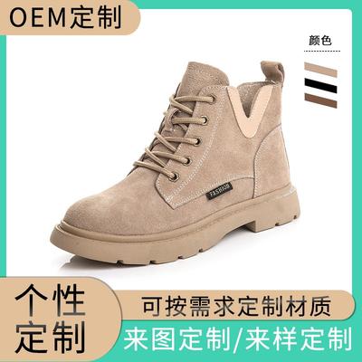 Кожаные ботинки Мартин осень и зима новые женские короткие ботинки на плоской подошве женские ботинки черные ботинки-локомотивы женская обувь тонкие ботинки