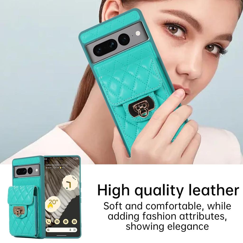 Crossbody Necklace Strap Lanyard Leather Cover for Google Pixel 7 Pro 7A 6A Wallet Card Holder Metal Buckle Phone Bag Coin Purse