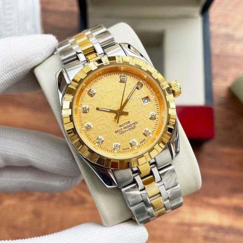 TUD Classic M22010 Men's Automatic Steel Watch with Serrated Bezel & Diamond Inlaid Plaid.
