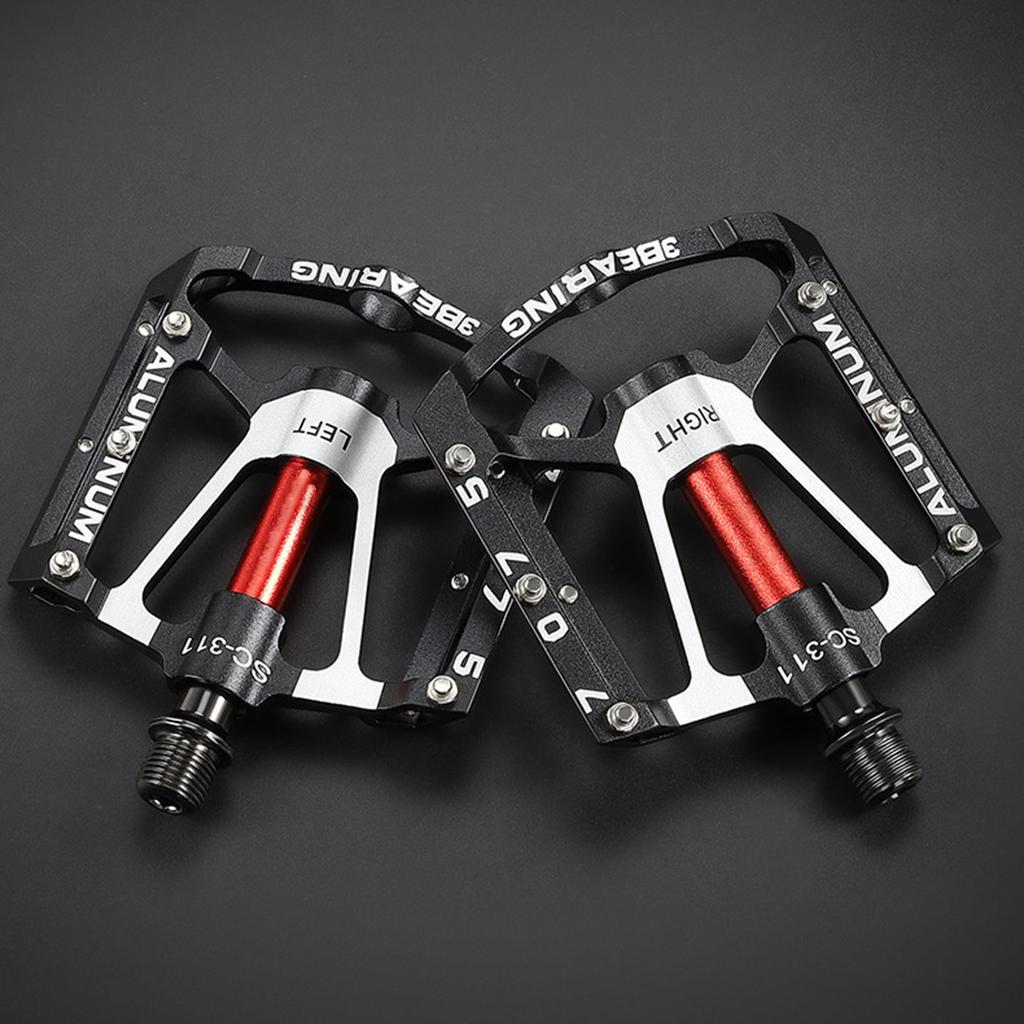 Нескользящие педали для шоссейных велосипедов Педали из алюминиевого сплава Педали для горных велосипедов 3 подшипника Широкие плоские велосипедные педали