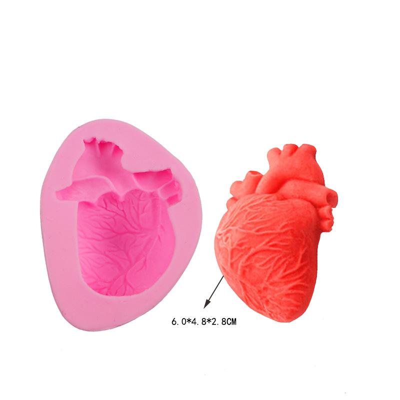 1PC Pastry Cake Dessert Resin Simulation Organ Mold Fondant Mould Halloween Heart Brain Silicone Mold