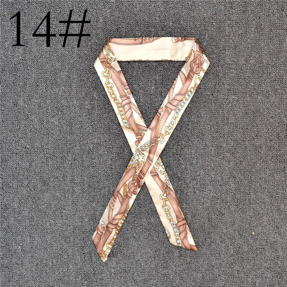 Fashion Color Printing Long Silk Scarf Women Ribbon Neckerchief Print 4cm Thin Narrow Scarves Bag Hair Band Ribbon Headscarve