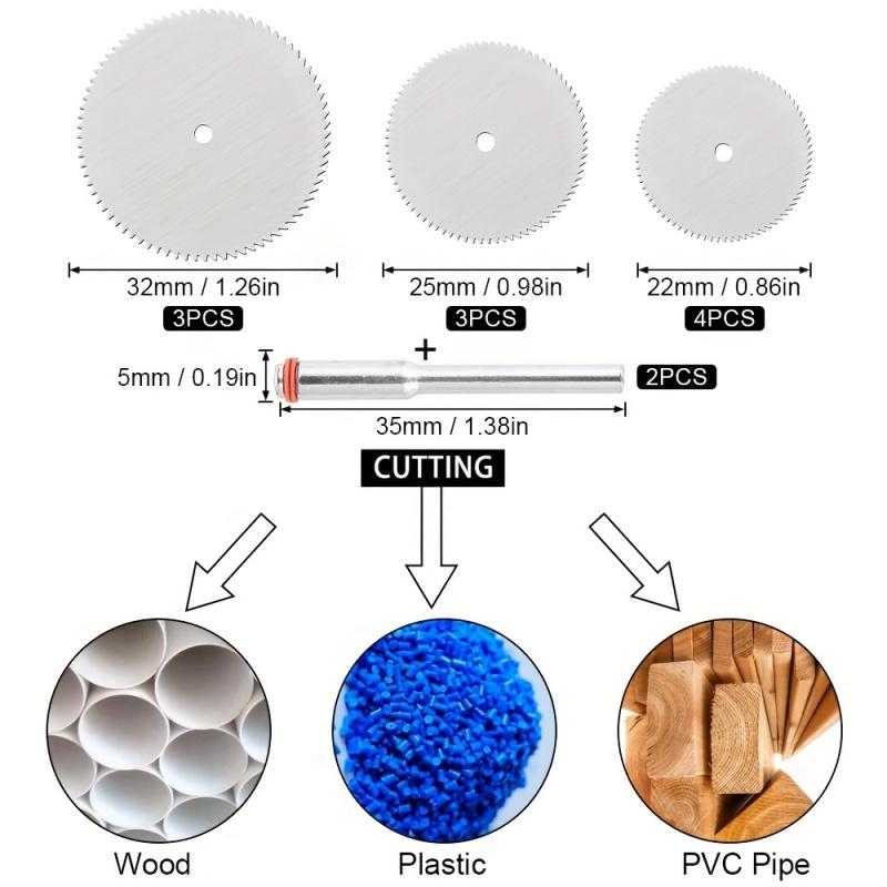 11/12 Mini Stainless Steel Rotary Saw Blade Set For Precision Woodworking, Woodcarving, DIY And Professional Use - Includes Chai