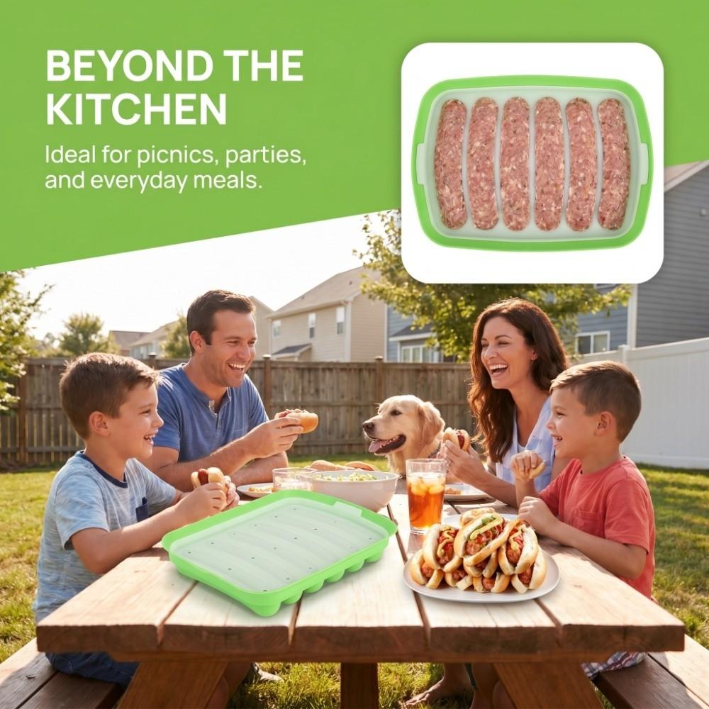 3pcs With Vented Lid Hot Dog Mold Food Grade Silicone Ham Making Tray  Home Kitchen Baking