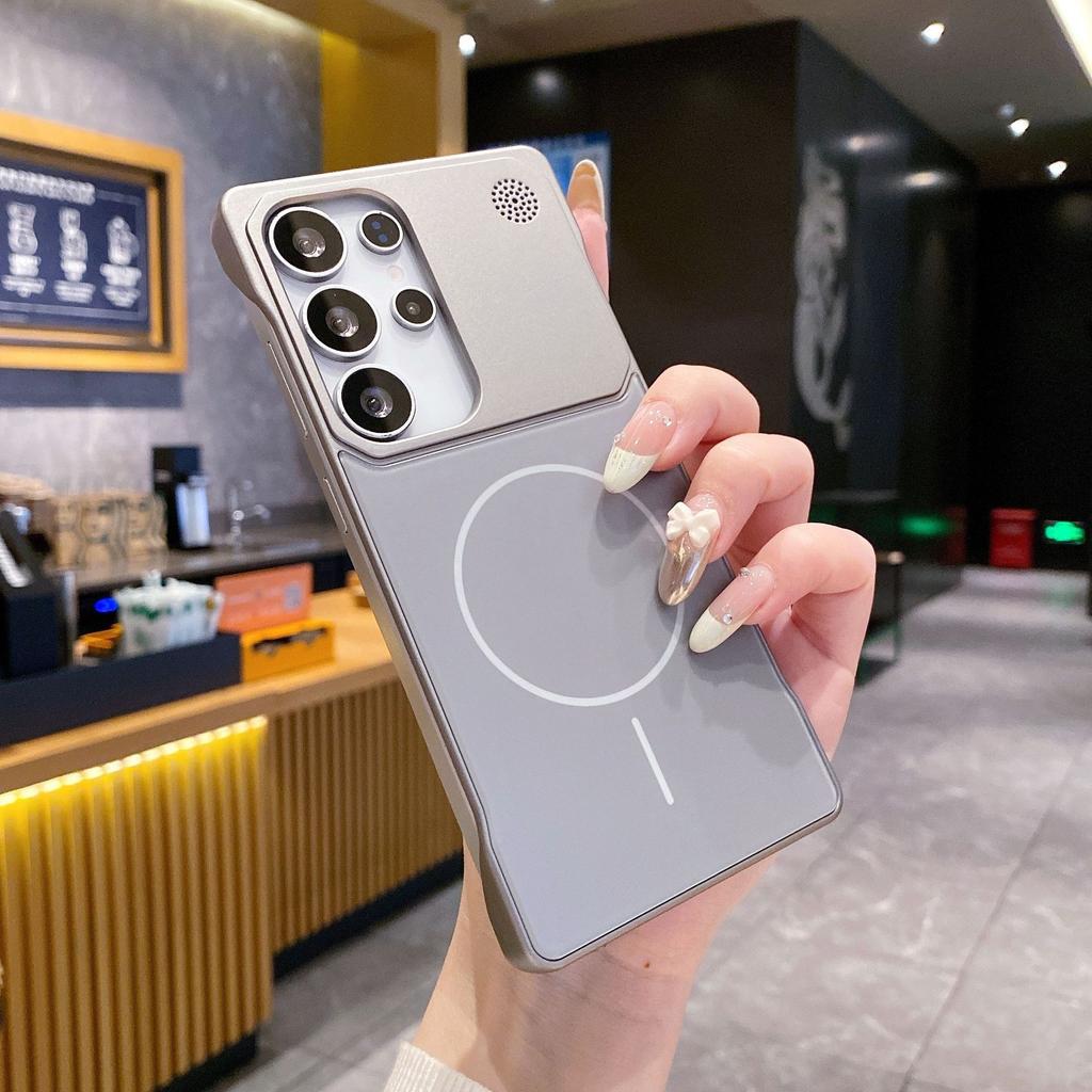 Suitable for Samsung S23ULTRA Aromatherapy AG Matte Frameless Mobile Phone Case S25 S24U Thin Circle Magnetic Suction Protective Case