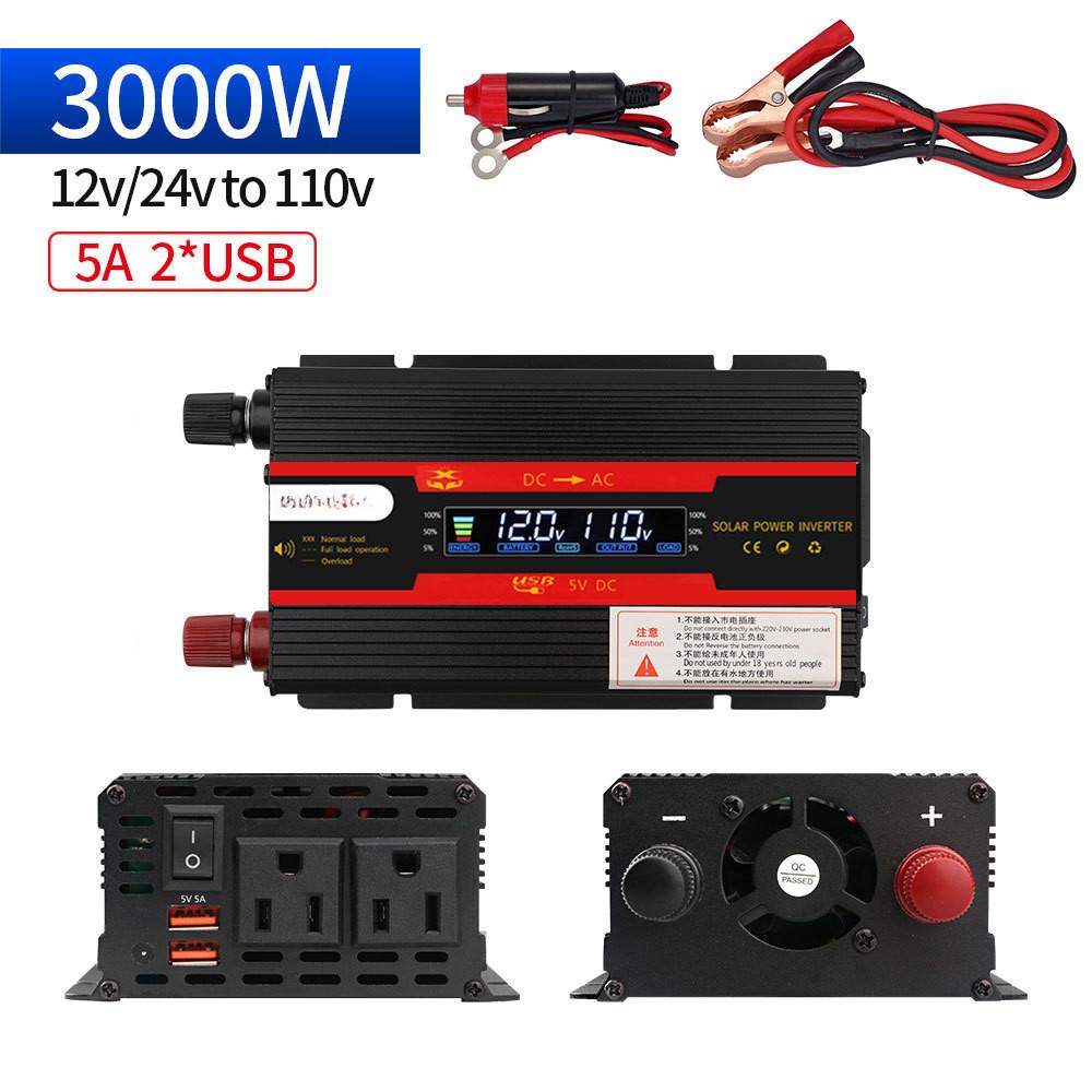 Преобразователь солнечной энергии Светодиодный интеллектуальный цифровой дисплей Трансформатор напряжения Высокая мощность Портативный автомобильный инвертор
