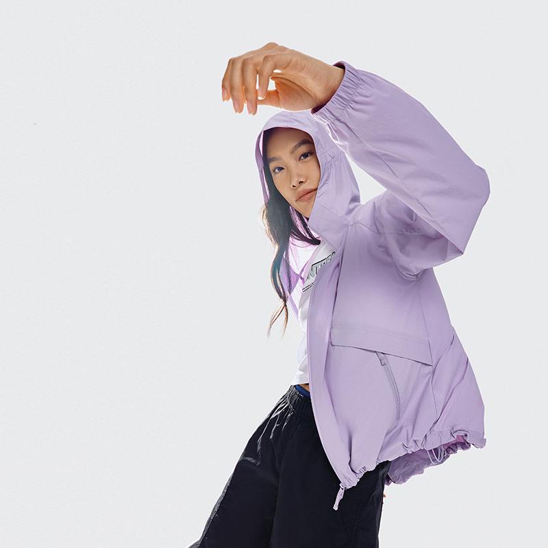 Li Ning CF Защита от ультрафиолета UPF 50+ Прохладный Легкий Солнцезащитный Костюм Женская Верхняя Одежда Фиолетовый AFDU714-1