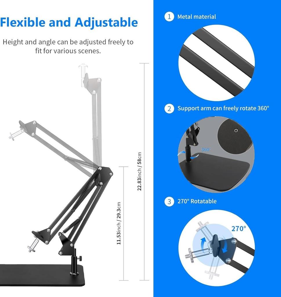 AceTaken MX Brio Webcam Stand, Desktop Boom Arm Holder for Logitech MX Brio 4K, Brio 4K, Brio 500 Webcams (Black)