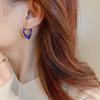 Minimalist Simple Fashionable Stylish Blue Red Green Brown Color Heart Metallic Women Earrings New Arrival Korean Style Brincos JewelrySimple Jewelry