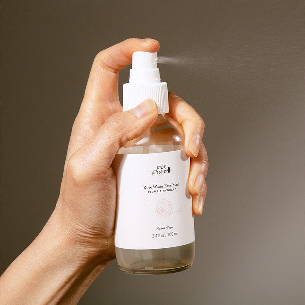 100%ЧИСТАЯ Розовая вода для лица спрей 100 мл Увлажняющий спрей