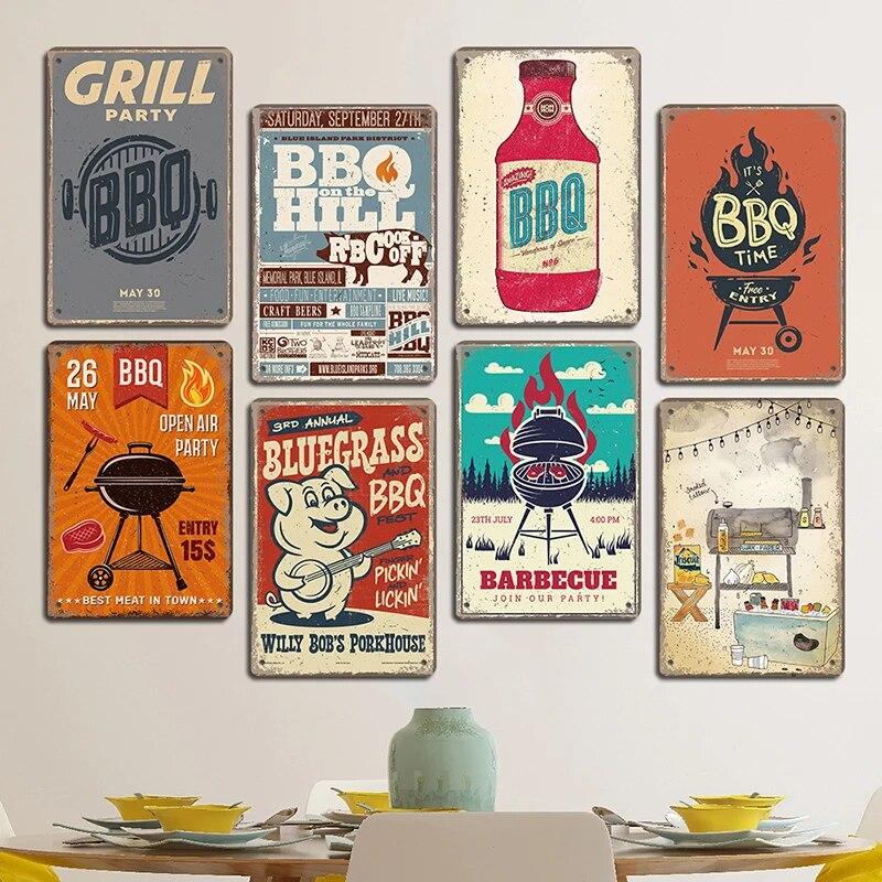 Плакат для вечеринки с барбекю, винтажные металлические жестяные вывески для гриля, ретро-налет, Настенный декор для бара, паба, заднего двора, пляжного дома