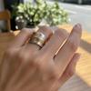 Engraved Line Two-tone Ring Double Layer Punk Style Ring  Holiday Accessories