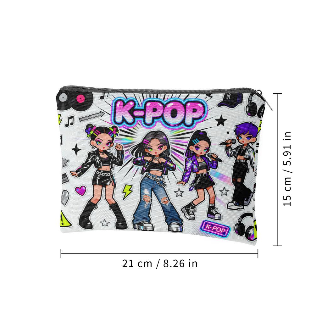 Сумка-органайзер для туалетных принадлежностей в стиле K-POP, двусторонняя, с персонажами айдолов, для путешествий, домашнего хранения косметики, средств по уходу за кожей, украшений, подарок