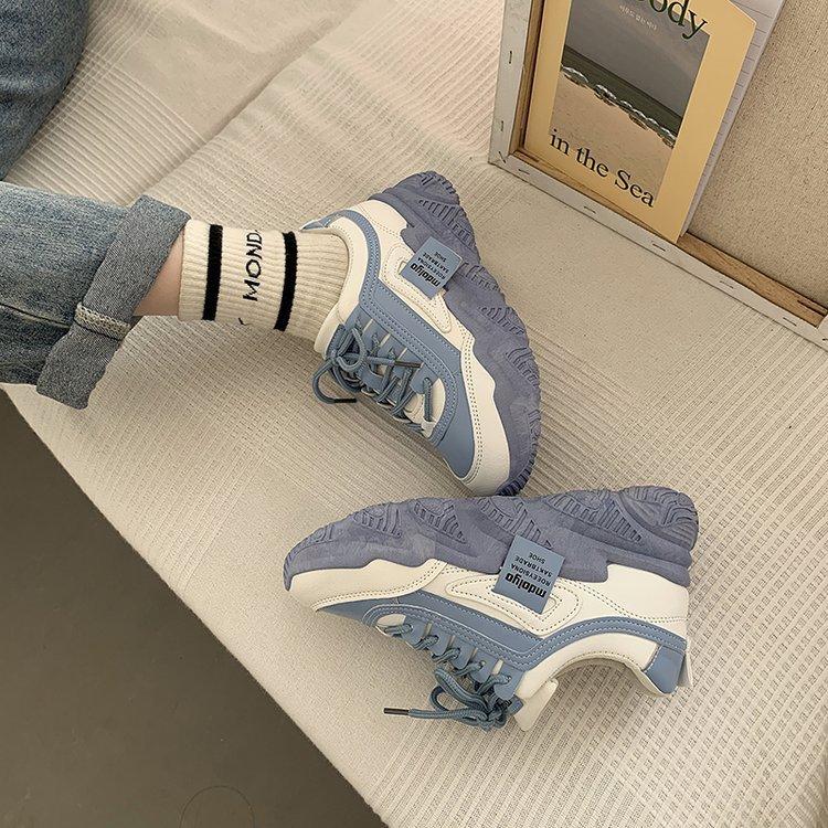 Dad shoes girl 2025 autumn new rubber soft sole color matching wave sole light casual sports shoes children mixed batch
