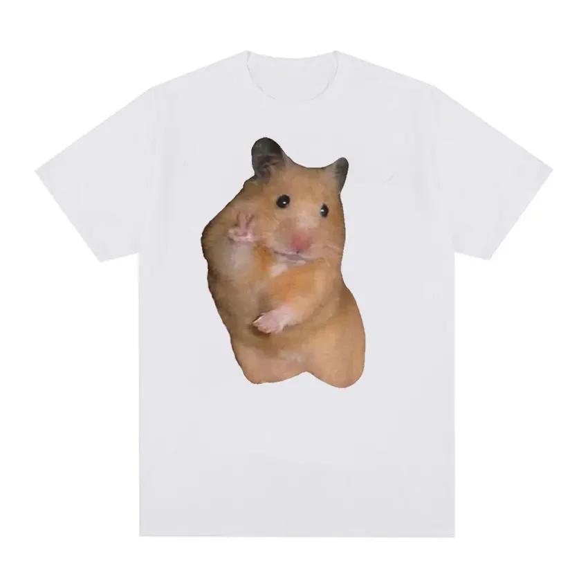 Cute Peace Hamster Funny Unisex T Shirt Retro Fashion Short Sleeve Tshirts Tops Casual Tshirt Aesthetic Clothes Harajuku