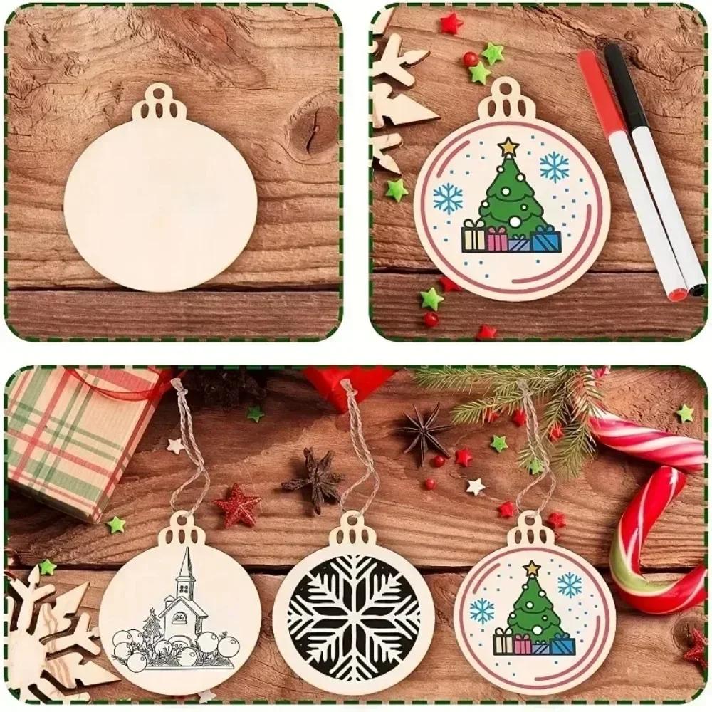 2025 New 10pcs Wood Round DIY Craft Kids Christmas Painting Blank Wooden Board Ornament Wedding Xmas Party Gifts Decor Boards