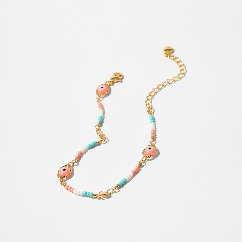ANENJERY Красочные маленькие бусины, браслет с глазурью и глазками для женщин, браслет, ювелирные изделия для вечеринки, дня рождения, в этническом стиле