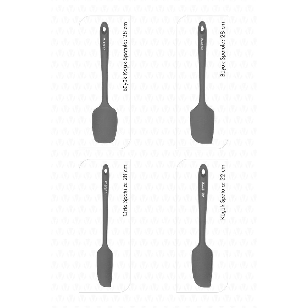 Osteris Heat Resistant Fireproof Nonstick Silicone Spatula Set 4 Pieces Red