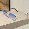 Безободковые овальные солнцезащитные очки Мужские Новая мода Градиентные Уличные Повседневные Очки Женские Трендовый Дизайн Бренда Декор Солнцезащитные Очки