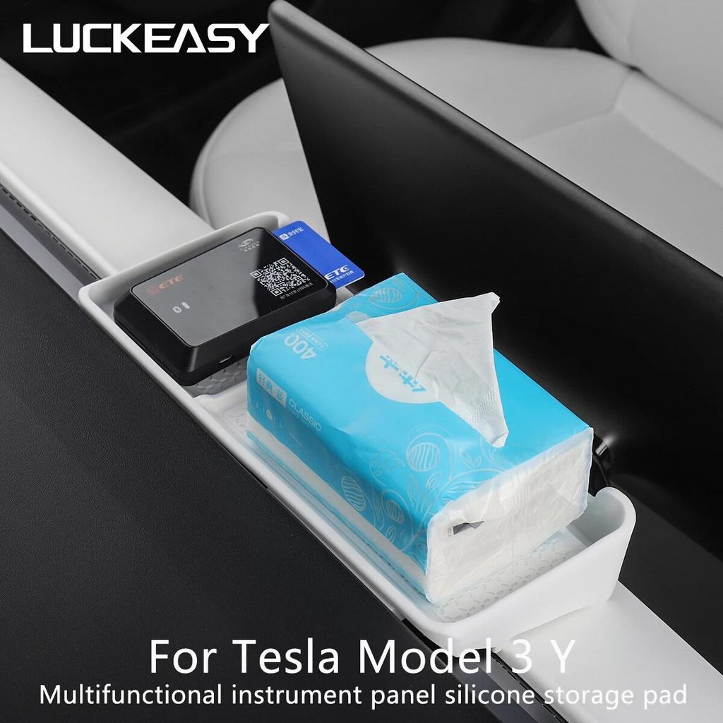 LUCKEASY For Tesla Model 3 Y -2023 Car Multifunctional Dashboard Anti-Slip Pad Interior Accessories Small Item Storage Mat