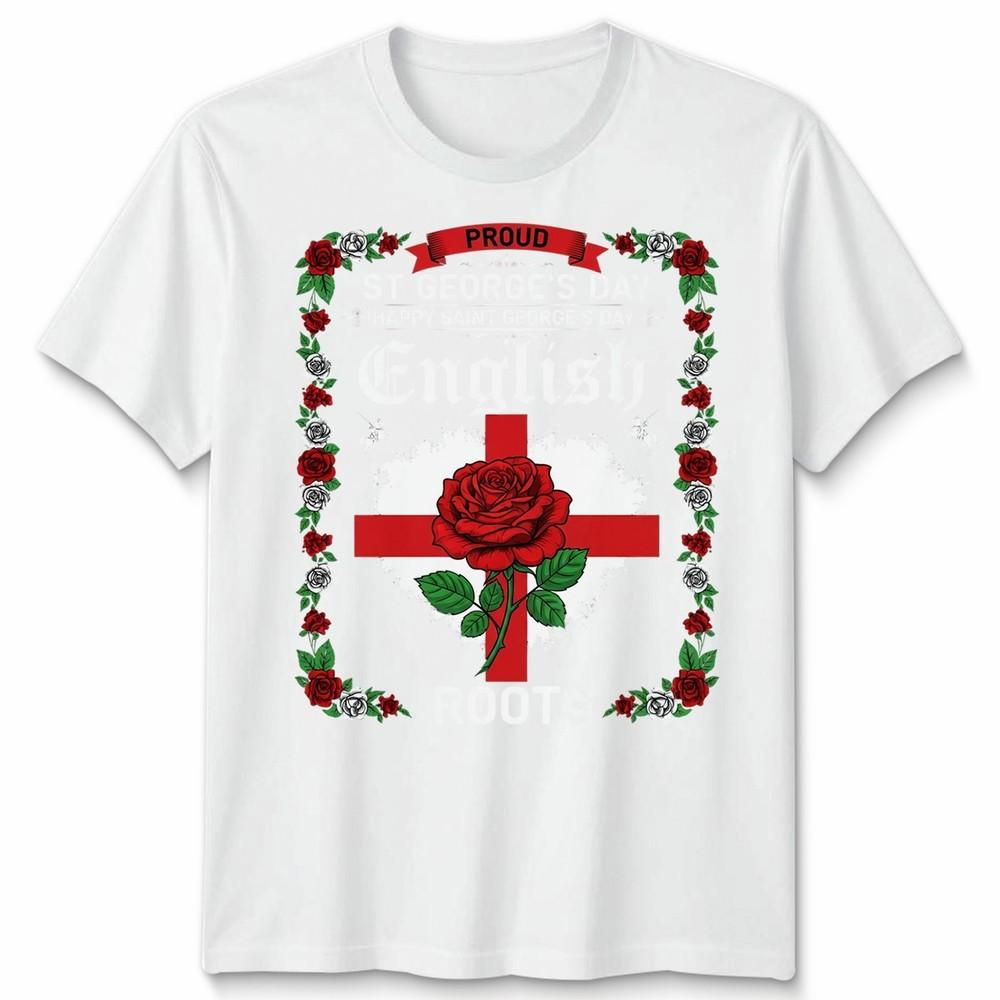 English St Georges Day Idea For Unisex Rose English Flag Tshirt