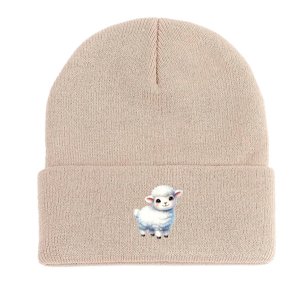 White Sheep Winter Knit Hat Beanie, Animal Man Cap Winter Slouchy Unisex Gorro Knitted Cap Beanie