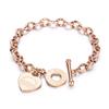 European and American Titanium Steel Ladies O-shaped Chain Love Motto Couple Rose Gold Lock Design Bracelet Gift