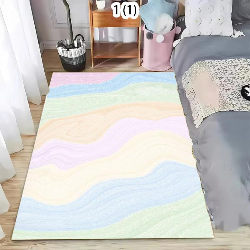 Rainbow Stripe Carpet Mat Rug Home Decoration Living Room Bedroom Floor Decor Pastel Colorful Soft Modern Style Non Slip Rugs